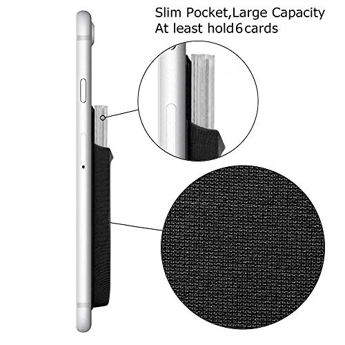Phone Card Holder, COCASES Stick On Wallet Stretchy Lycra Strong 3M Adhesive Ultra Slim Credit Card Holder Pouch for Phone (Black and Black) - Thumbnail 4