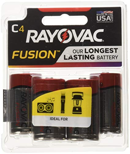 RAYOVAC C 4-Pack FUSION Premium Alkaline Batteries, 814-4TFUSK
