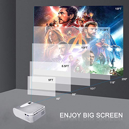 Projector,XINDA Mini Portable Projector with 4200 Lumen,210" Display with 60,000Hrs LED Life Home Theater Projector 1080P Supported,Compatible with Fire TV Stick,Smartphone,PS4,HDMI,TF,VGA,AV USB