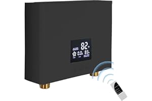 DAORDAER Mini Electric Tankless Water Heater 3000W 110V Constant Temperature Instant Hot Water Heater with Remote Control Digital Display On Demand Hot Water Heater (110V/3000W - BLACK(with plug))