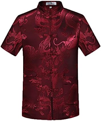 airuiby Tang Suit Men Traditional Chinese Clothing Suits Hanfu Cotton Short sleeve shirt coat Mens Tops