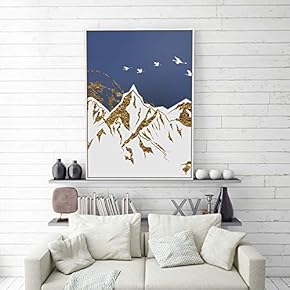 SIGNFORD Framed Canvas Home Artwork Decoration Golden Abstract...