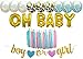 megbee Gender Reveal Party Supplies | Baby Shower Decorations Party Kit | Twin Boy and Girl | Baby Announcement - OH Baby Foil Balloons, Confetti Balloons, Tassel Banner, Backdrop, Glitter Sign