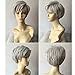 DEYSSNE Women's Short Fluffy Sliver Grey Heat Resistant Synthetic Wig for Mom Grandma