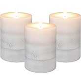 Immeiscent Gray Pillar Candles Cozy Cotton Scented Set of 3 Mottled 3 Layers Hand-Poured Classic Emergency Candle Aromatherapy Candles for Weddings, Home Decorations, Spa, Restaurant 3"X4"