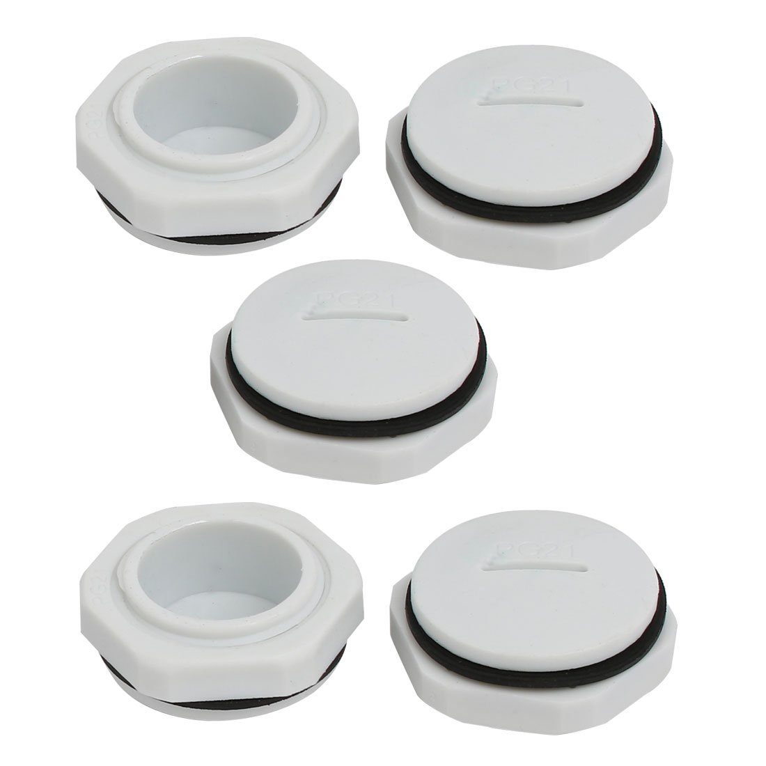 sourcingmap PG21 Nylon Male Threaded Cable Gland Screw End Cap Cover Gray 5pcs