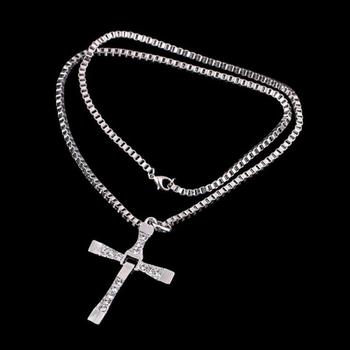 Vintage Necklace Striking Punk Cross Fashion Male Crystal Necklace and