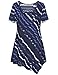 Timeson for Women Casual Tops, Short Sleeve Deep Scoop Neck Handkerchief Hem T-Shirt Flowy Tunic Top Deep Blue Large