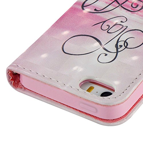iPhone SE Case,iPhone 5S Case,iPhone 5 Case, JanCalm [Wrist Strap] [Kickstand] [3D Painted] [Card/Cash Slots] Pattern Premium PU Leather Wallet Magnetic Flip Folio Cover + Crystal pen (Beautiful) - Thumbnail 5