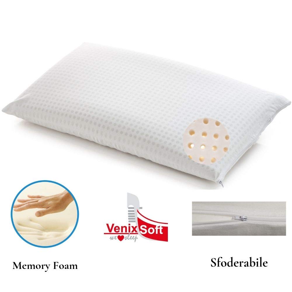 Memory foam pillow VENIXSOFT (heat sensitive), with microholes for