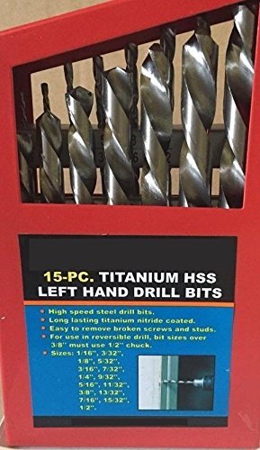 15p LEFT Hand Drill Bit Set Titanium Handed Stud Remover Screw Extractor Reverse by Drill Bit Set