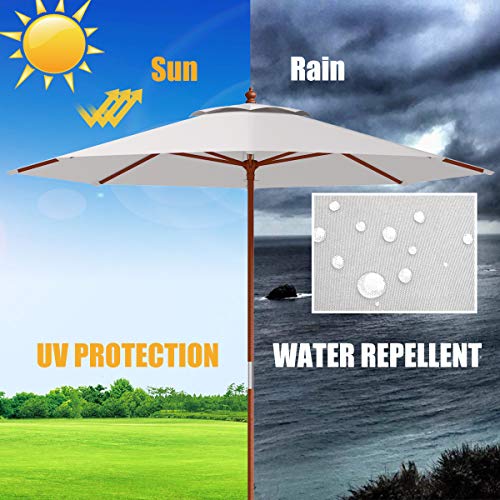 image for Tangkula Patio Umbrella Height Adjustable Wood Pole Outdoor Sun Shade 