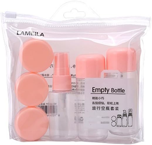 Portable Travel Bottles TSA Approved Containers,Leak proof Silicone Travel Toiletry Bottles,Perfect for Business or Personal Travel Carry-on cream jars with lids (pink)