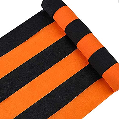 image for RUBFAC 12 Rolls Halloween Streamers, Orange and Black Crepe Paper Stre