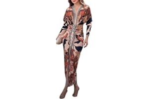 CHICME Women's Bodycon Long Sleeve Dress Casual Plunge V Neck Ruched Midi Dress 2025 Fall Bodycon Slit Office Work Dresses