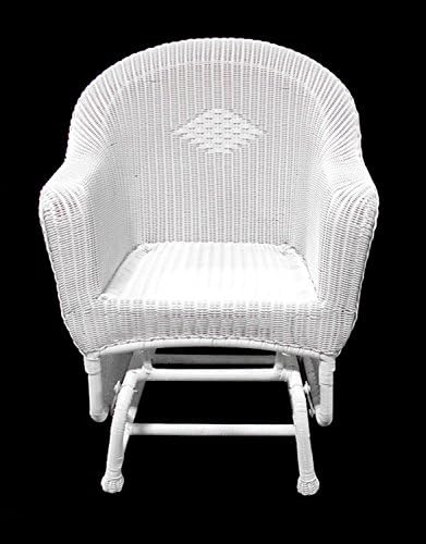By LBInternational 36" White Resin Wicker Single Glider Patio Chair