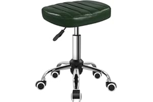 BFTOU Minimalist Square Swivel Stool with Wheel Perfect for Work SPA Shop Massage Height-Adjustable and Cost-Effective Rolling Stool Chair (Green)