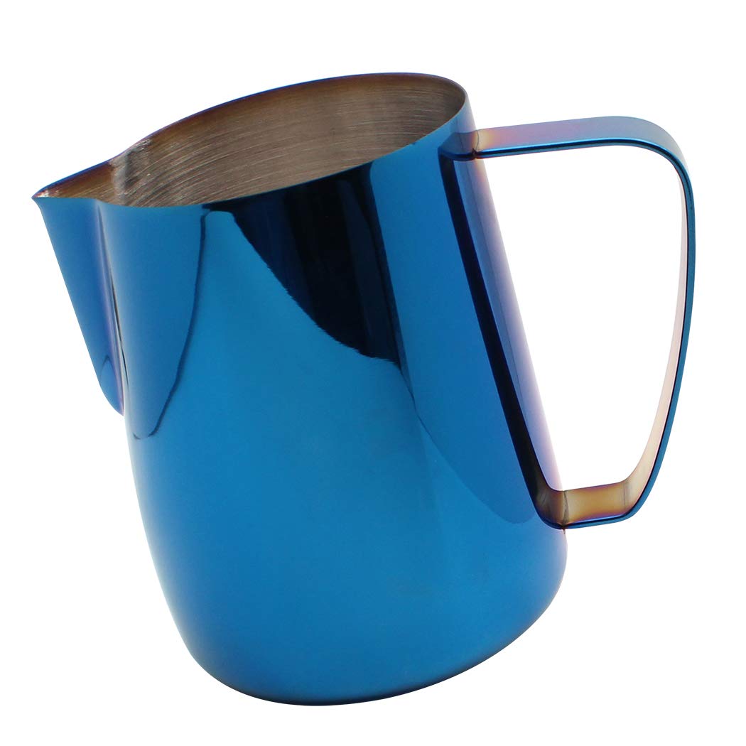 Dianoo Milk Jug Stainless Steel Titanium Plated Creamy Coffee Latte Coffee Cappuccino Au Lait Blue 600ml