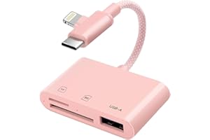 [Apple MFi Certified] SD Card Apple Nylon Braided Reader for iPhone iPad, USB 3.0 Type C SD/TF Card Adapter with Lightning & 