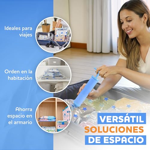 Empty Clothes Bags 12 Pieces, Clothes Storage Bag with Manual Pump, Space Saving, Clothes Storage Bags, Blankets, Quilts, Sheets and More