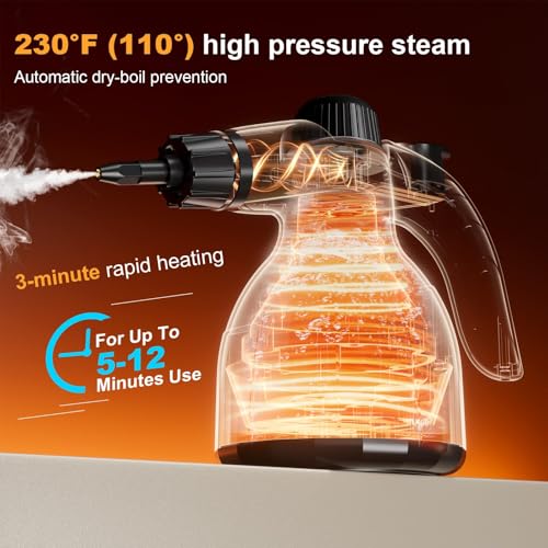Handheld Steam Cleaner with 10 Accessories – Multi-Surface Pressurized Steamer for Home, Kitchen, Tile, Floor, Grout, Upholstery, Couch & Car Cleaning – Chemical-Free Steam Disinfection