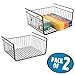 mDesign Household Metal Under Shelf Hanging Storage Bin Basket with Open Front for Organizing Kitchen Cabinets, Cupboards, Pantries, Shelves - Large, 2 Pack - Bronze