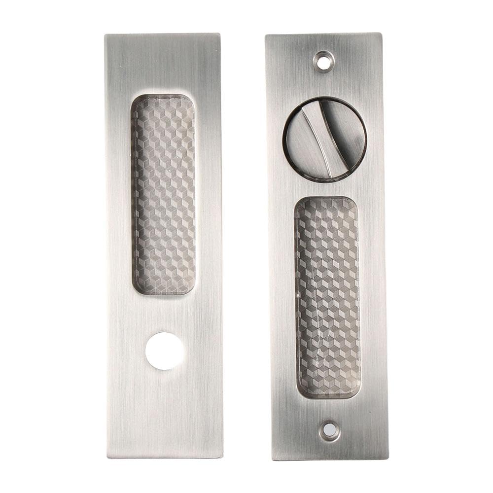 Upluckey Hardware Recessed Handle Latch 6.3" Zinc Alloy Invisible Brushed Silver Sliding Door Mortise Lock