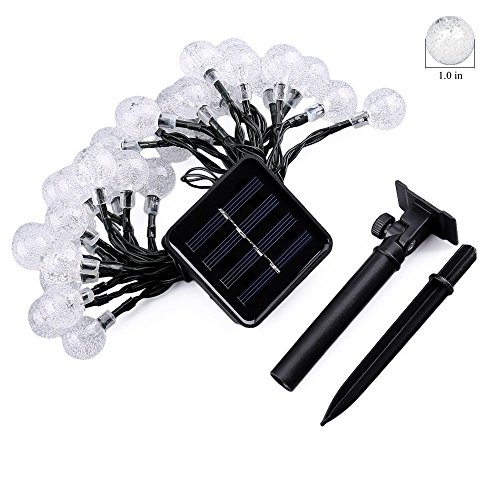 image for Icicle Halloween Solar String Lights, 20ft 30 LED Outdoor Globe Crysta