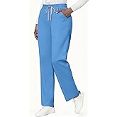 Scrub Pants for Women - 5 Pockets, Classic Fit Women's Scrubs Pants Straight Leg Tapered Mid-Rise Drawstring Cargo Pants