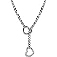 Dtexhif Heart O Ring Slip Chain Choker Necklace for Women Men Stainless Steel Cuban Chain Y-shape Necklace Punk Rock Collar Necklace Adjustable Lariat Y Necklace Prom Necklace Jewelry