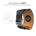 MoKo Compatible Band Replacement for Apple Watch 38mm 40mm Series 5/4/3/2/1, Genuine Leather Smart Watch Band Cuff Strap - Black (Not Fit 42mm 44mm Versions)