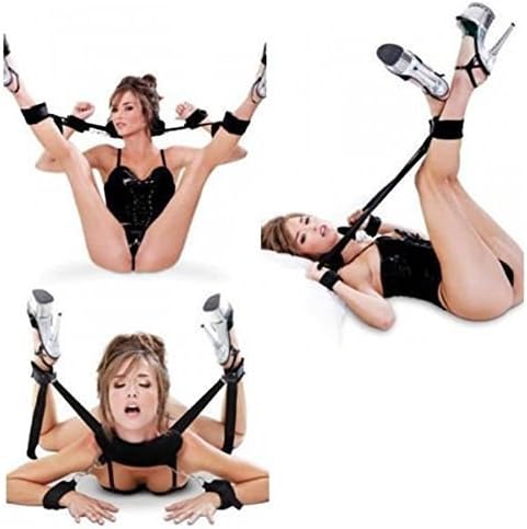 Soft Comfortable Cuffs for Ankle and Hand Wrist - Bed Straps Set Kit with Neck Pillow(Black)