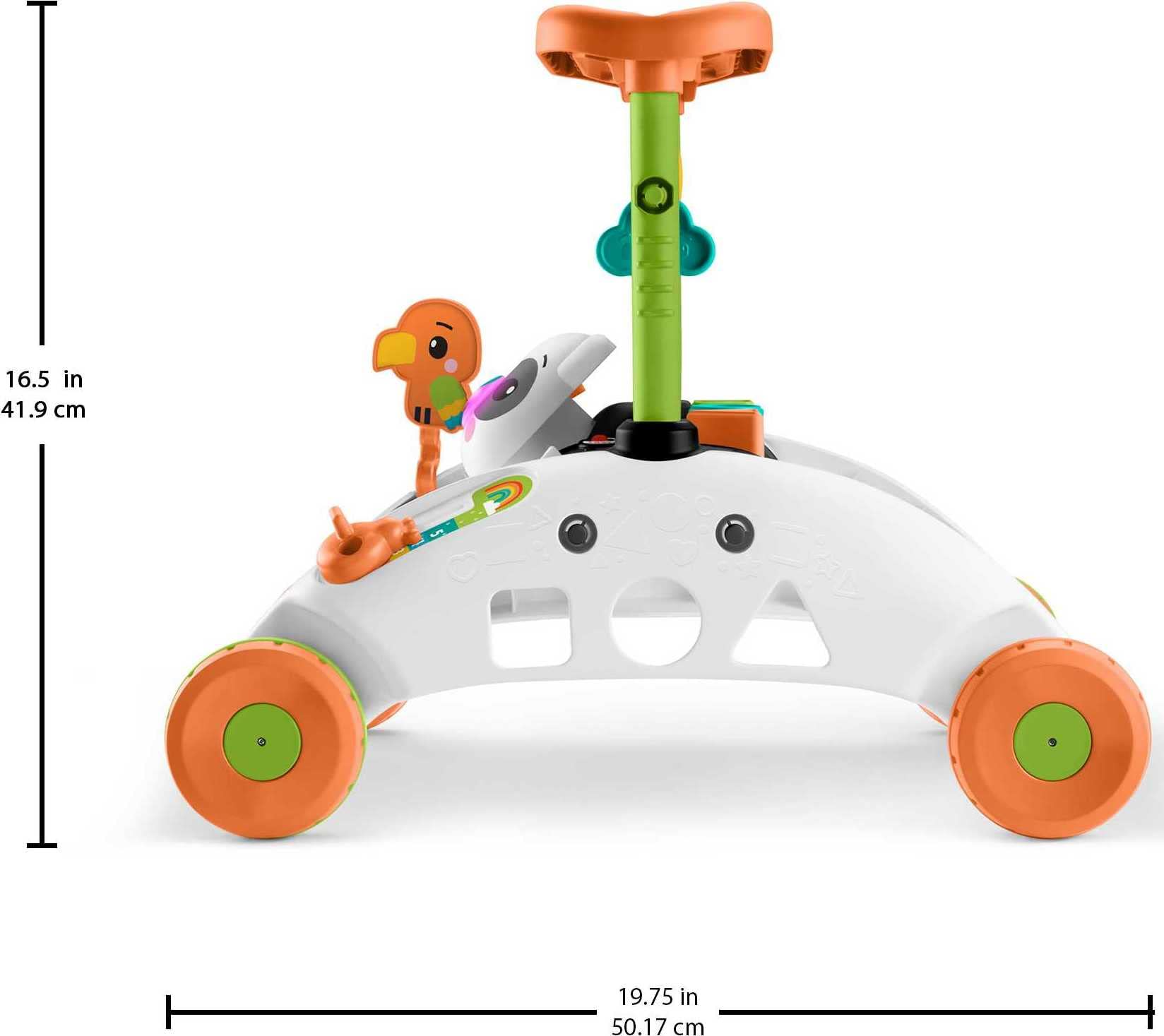 Fisher-Price Baby Push Toy 2-Sided Steady Speed Panda Walker Musical Learning Activity with 3 Blocks for Infants Ages 6+ Months