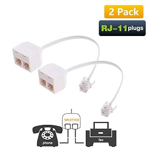 Uvital RJ11 Male to Dual Female 6P4C Splitter Converter Cable Male to 2 Female Separator Cord RJ11 6P4C Telephone Wall Adaptor for Landline(2 Pack)