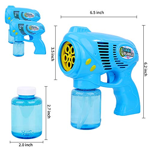 FiGoal 2 Pack Bubble Guns with 2 Bubble Solution Refills (5 oz Each