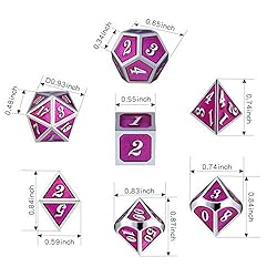 DnDnD Solid Metal Dice Set, Rose Pink D&D Metal