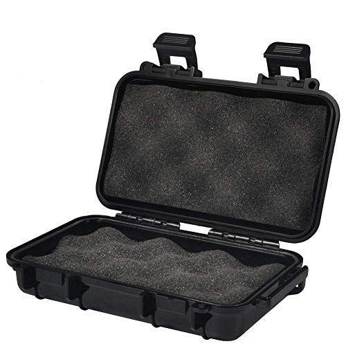 GLOGLOW Shockproof Black Protective Hard Case, Waterproof Case for Hard Drive. Survival Boxes, Outdoor Airtight Storage Solution (Black-L)