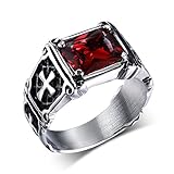 RAUL FANT Mens Cross Titanium Stainless Steel Rings With Stone