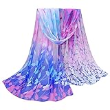 Tsmile Women Design Printed Silk Soft Silk Chiffon Shawl Wrap Wraps Scarf Scarves (Blue)