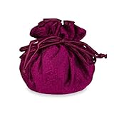 Drawstring Jewelry Pouch - Silk Jacquard (Geometric Raspberry)