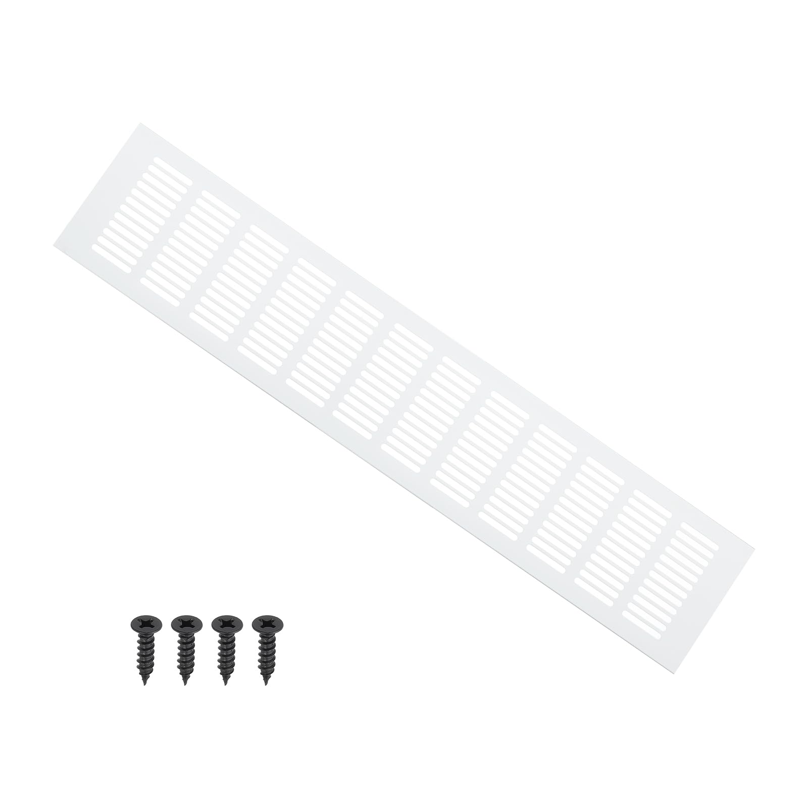 PATIKIL 20 x 4 Inch Door Air Vent Cover, 1 Pcs Heavy Duty Aluminum Grille Ventilation Cover Louvered with Mounting Screws for Cabinet Wardrobe Door, Silver