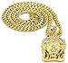 Jesus Necklace New Crowned Small Gold Color Iced Out Pendant 24 Inch 4mm Cuban Style Chain