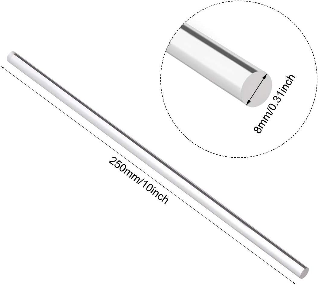 sourcing map Acrylic Round Rod,Clear,5/16 inch Diameter 10inch(247mm) Length,Solid Plastic PMMA Bar Stick 2pcs - Image 3