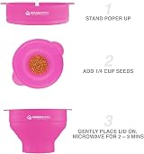 BRENSTEN Collapsible Silicone Microwave Popcorn Popper Bowl Pink with Lid view 4