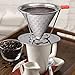 Honeycombed Stainless Steel Coffee Filter, Reusable Pour Over Coffee Filter Cone Coffee Dripper with Removable Cup Stand and Bonus Brush, Stainless steel spoon