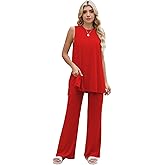 Mrskoala Women 2 Piece Outfits Summer Casual Lounge Sets Flare Pants Tank Top Loose Tracksuit