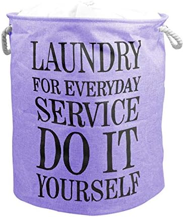 HOMIZE Multipurpose Foldable Drawstring Laundry Bag Hamper Basket with Rope Handle, 58 LTR, (DIY - Purple)