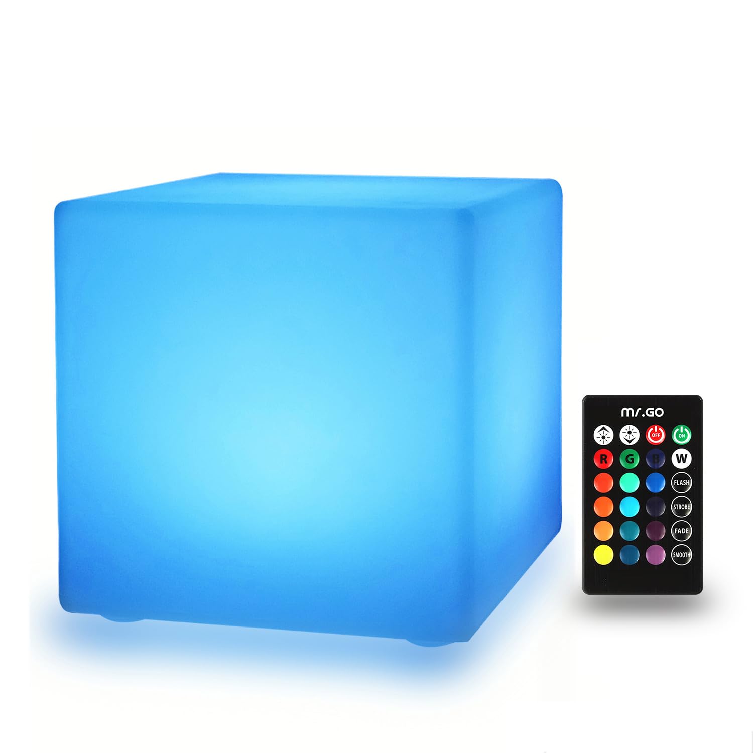 Mr.Go 6" LED Night Light for Kids Mood Light Cube with Remote Control, 16 RGB Colors, Dimmable Brightness, 4 Colour Changing Modes, USB Rechargeable Bedside Lamp Table Lamp for Home Decoration