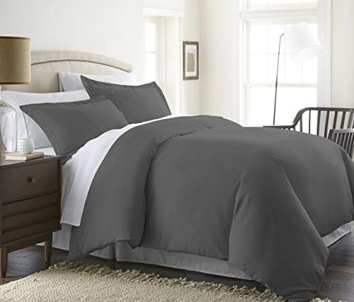 Philly Linens Duvet Cover Solid Color, 100% Double Brushed Microfiber Fabric 1800 Series Luxury Hypoallergenic, Comfortable Bedroom King/Cal-King Dark Grey