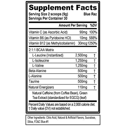 EVL BCAAs Amino Acids Powder BCAA Energy Pre Workout Powder for